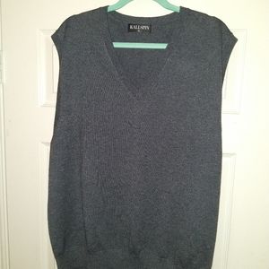 Kallspin Gray Sleeveless V Neck Wool Blend Knit Sweater Vest Men's sz XL.